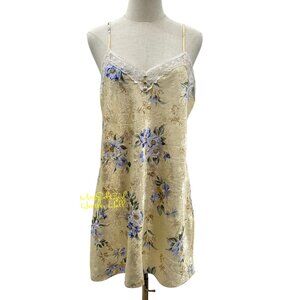 Vintage California Miss Floral Slip Dress With Embroidered Lace Trim Size Large